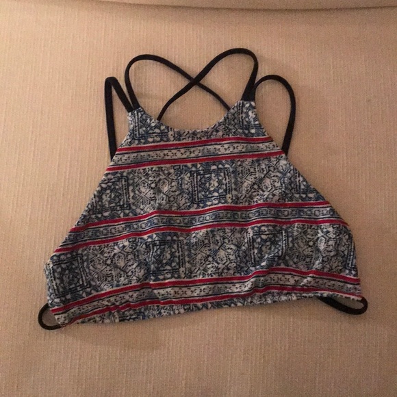 Frankie's Bikinis Other - ⭐️Frankie's Bikinis blue and pink high neck top⭐️